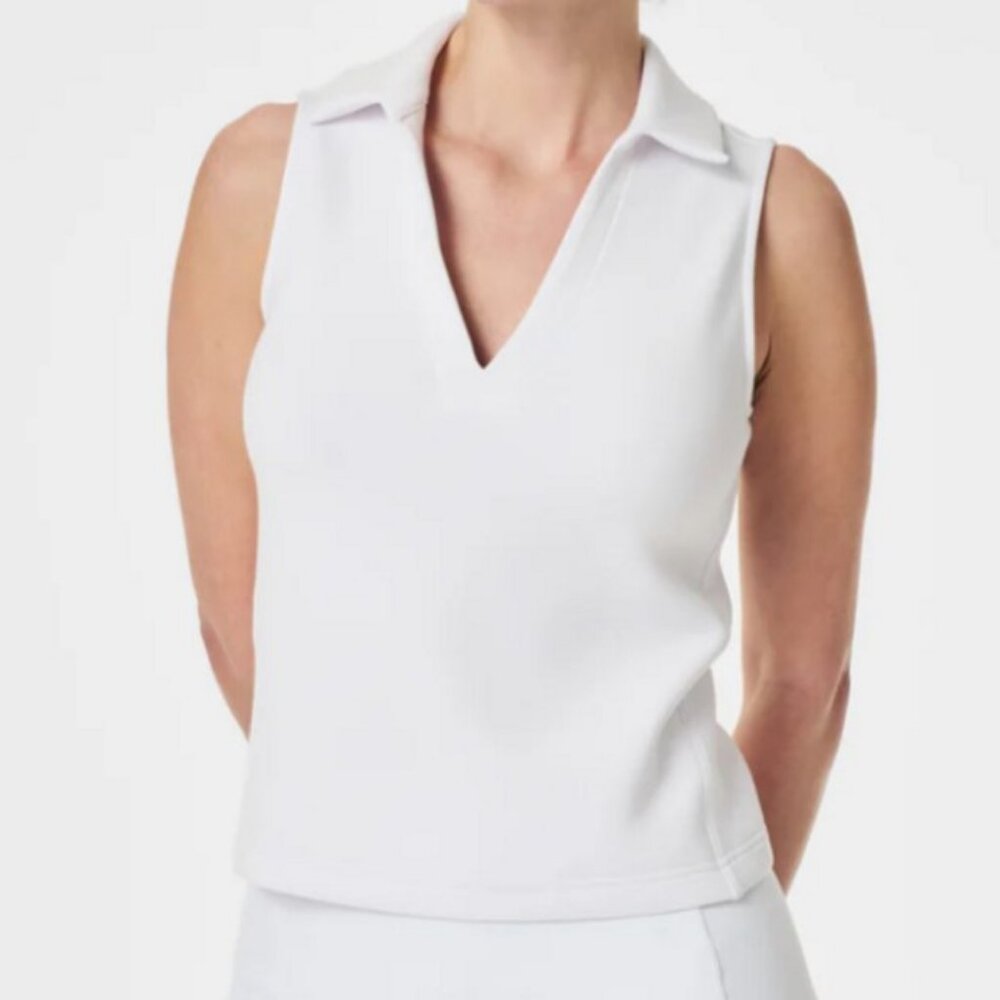 Spanx Women's XS White AirEssentials Sleeveless Polo Tank Top Air Essentials NWT